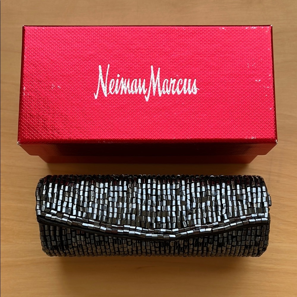 Neiman Marcus Black Sequined Lipstick Case